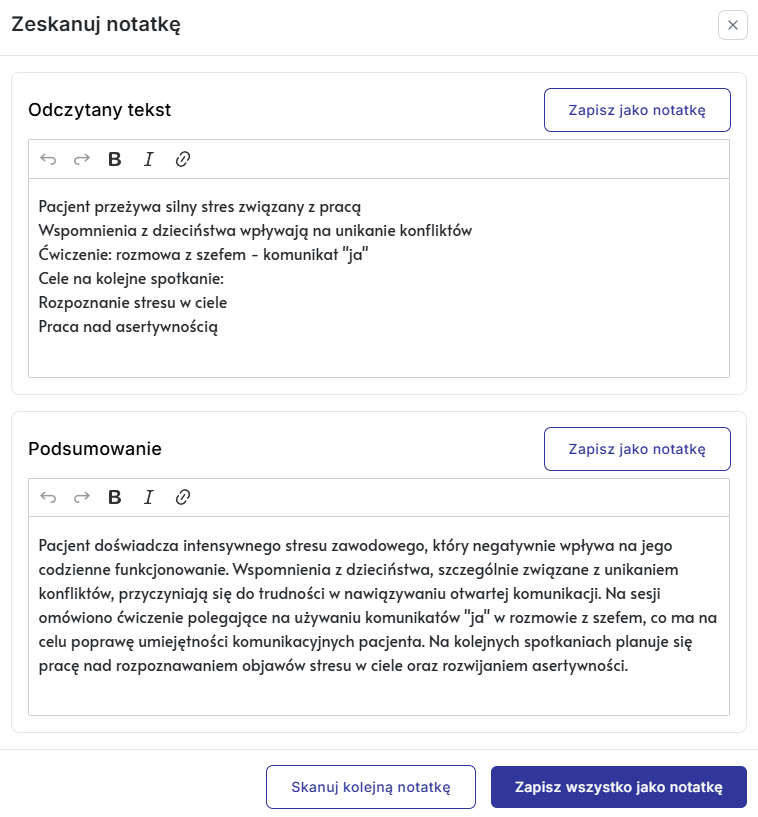 Zrzut ekranu: Jak skorzystać z funkcji skanowania notatek